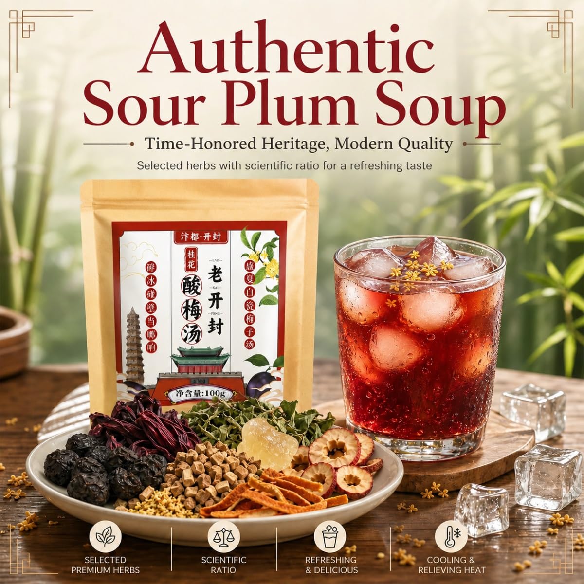 Tisane Traditionnelle Prune Aubépine Osmanthus 5 Sachets 100g