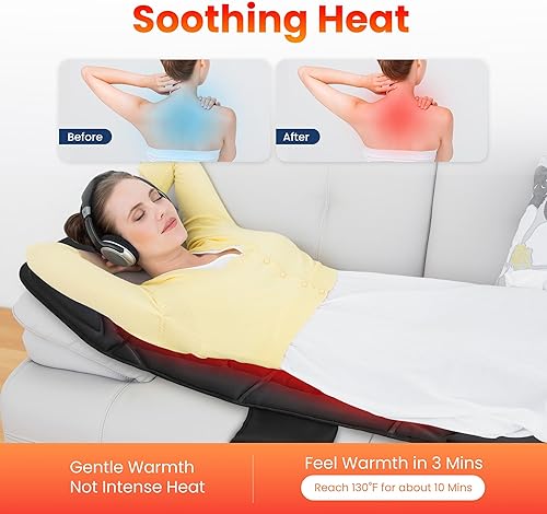 Miniatura 3 de COMFIER Almohadilla de masaje de cuerpo completo, almohadilla de masaje vibrante con 10 motores de vibración, 5 modos de masaje y apagado