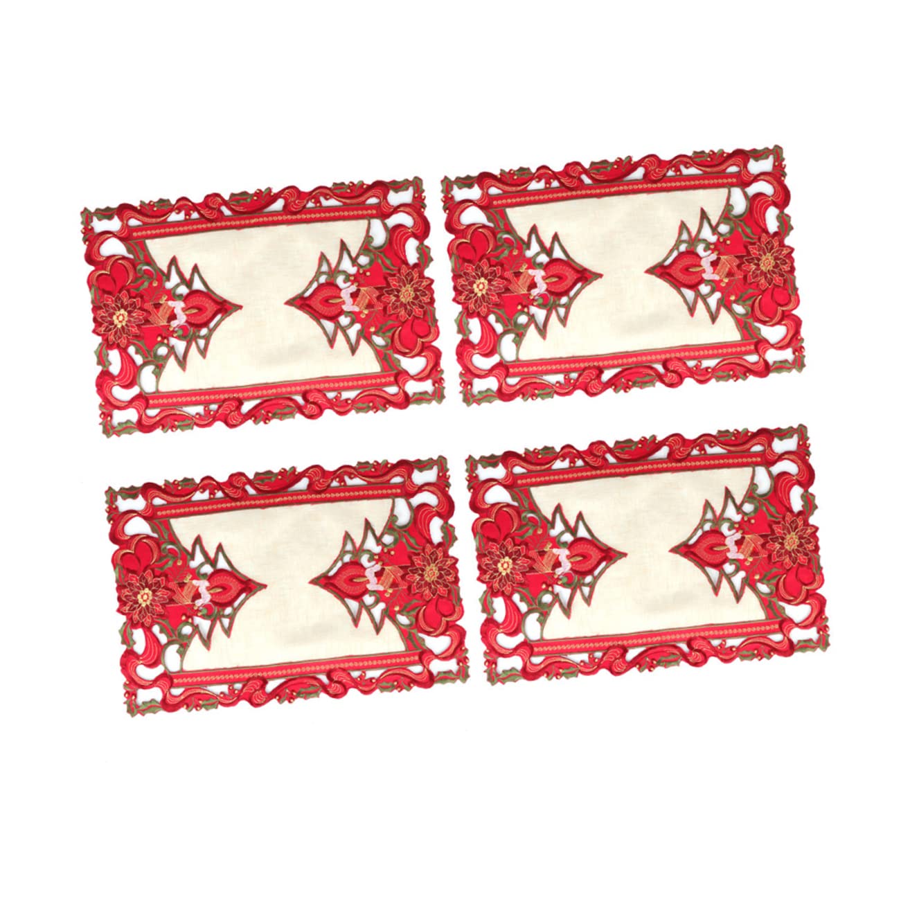 MAGICLULU 6 Piezas Mesa Festiva Decoraciones De Mesa De Fiesta Xams Centro De Mesa Mantel De Poliéster Camino De Mesa De Flores Tapete De Mesa De Poinsettia Mantel Bordado Mantel De Navidad