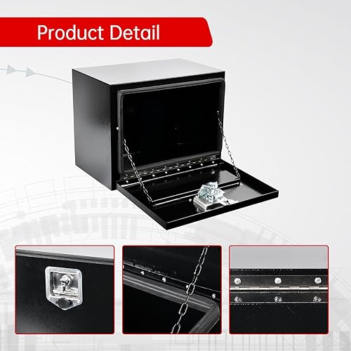 Miniatura 3 de Caja de herramientas de acero de 18 pulgadas para camión y pestillo con mango en T, resistente para camiones, remolques, caravanas, ATV, camionetas,