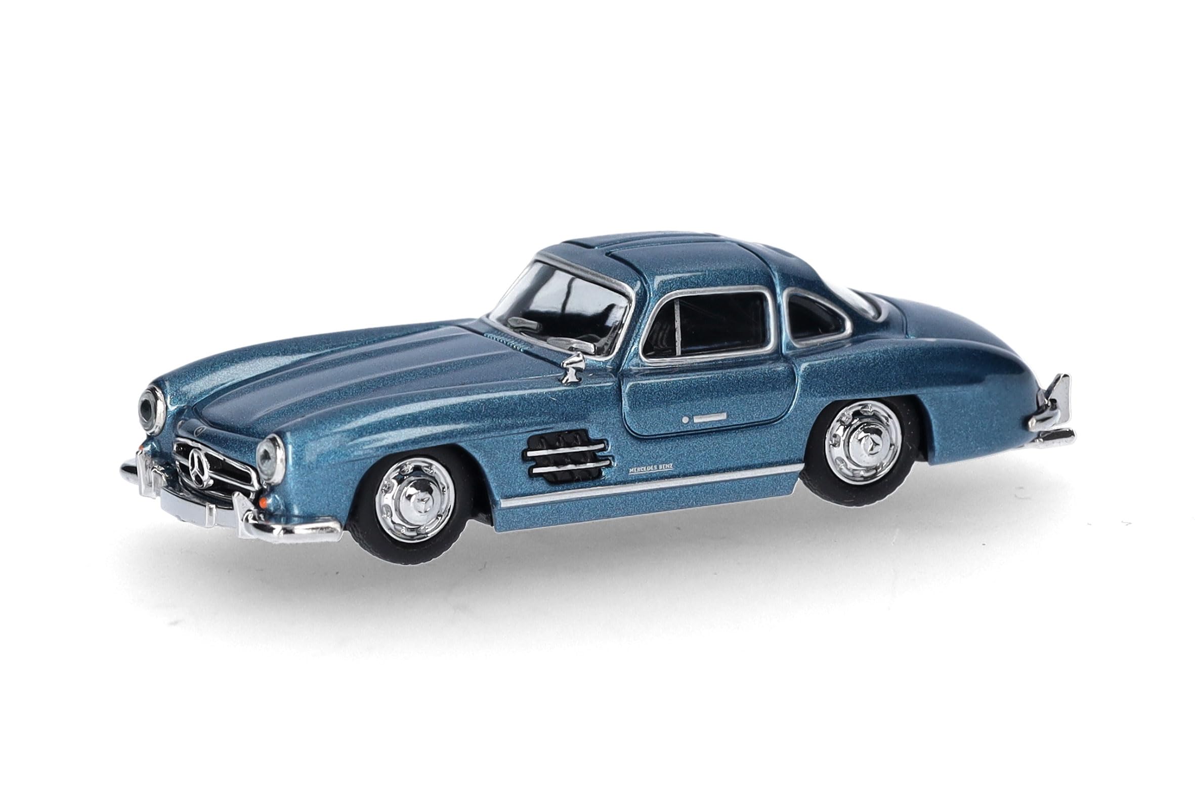 Herpa Model Car Mercedes-Benz 300 SL Gullwing, light blue metallic, miniature at a scale of 1:87, collectible, Made in Germany, plastic model