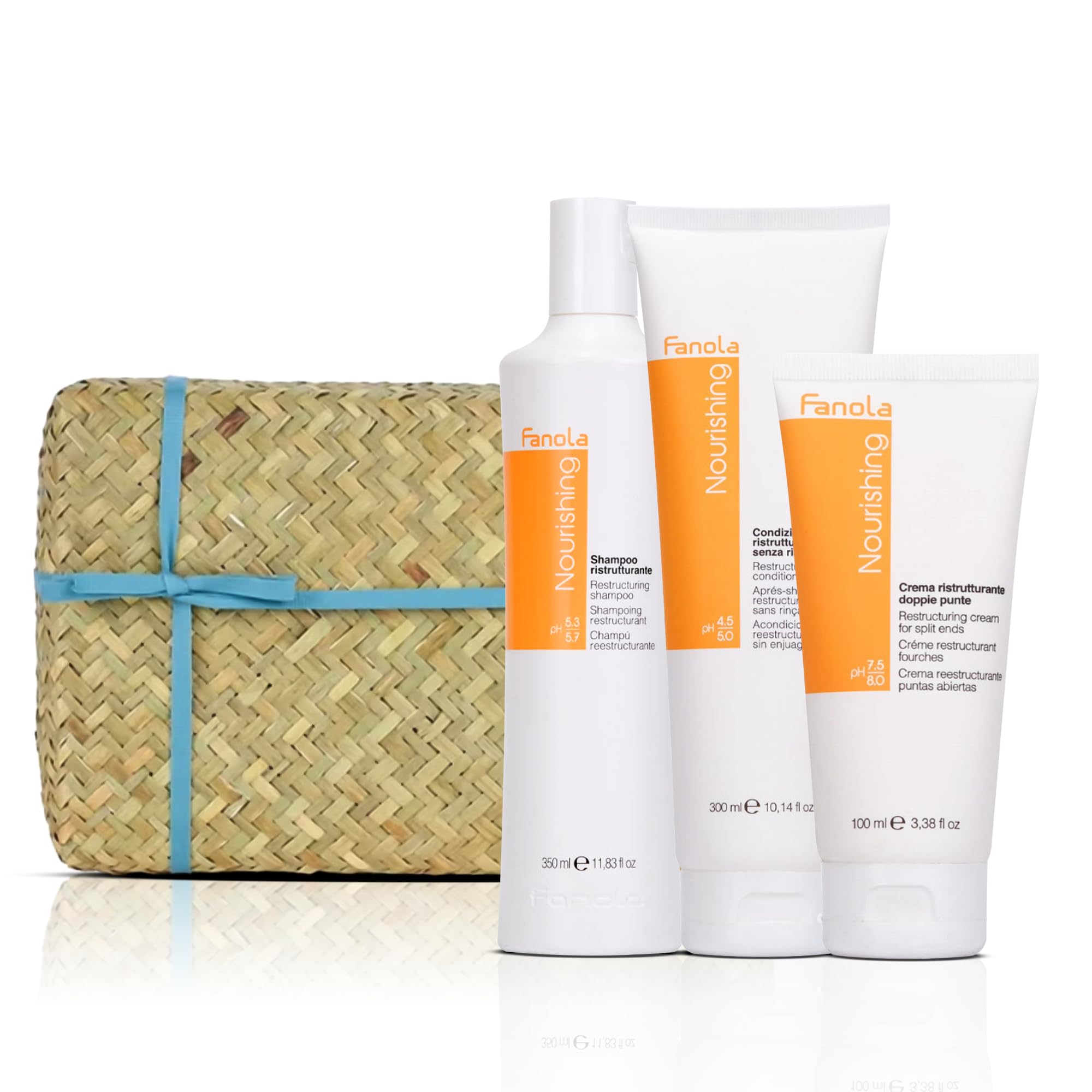 Damaged Hair Treatment Gift Set Bundle With Fanola Shampoo and Conditioner - Split End & Repair Treatment for Dry, Damaged Hair - Nourishing Restructuring Formula - Leave In Conditioner