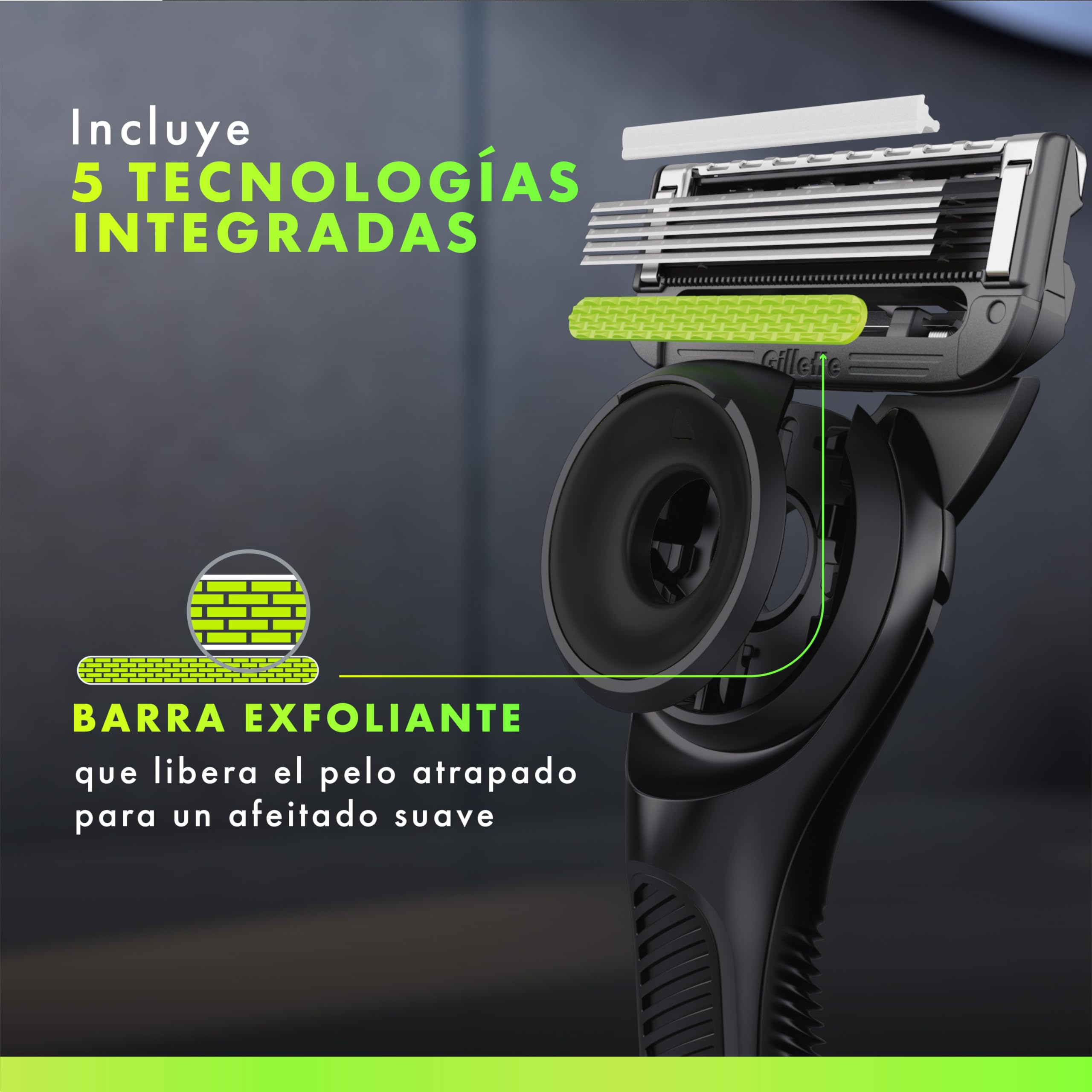 Gillette Labs - Cuchilla de afeitar para hombre, 1 pieza de mano, 5 cuchillas de repuesto, base magnética