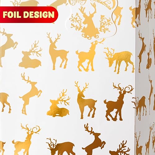 Miniatura 4 de JOYIN 6 bolsas de regalo con papel de seda, 8 x 4.5 x 10.5 pulgadas, bolsas de papel dorado de papel de Navidad, 6 diseños de impresiones de