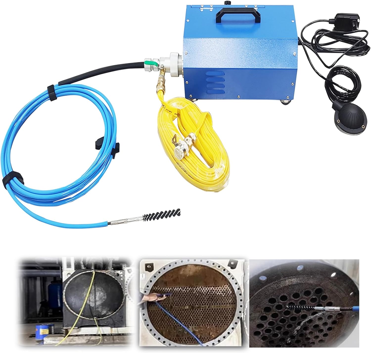 INTBUYING Condenser Pipeline Tube Cleaning Machine for 0.6-0.7in Pipe 110V/220V 370W Adjustable Speed with Transformer Water Spray for Air Conditioner Chiller Heat Exchanger