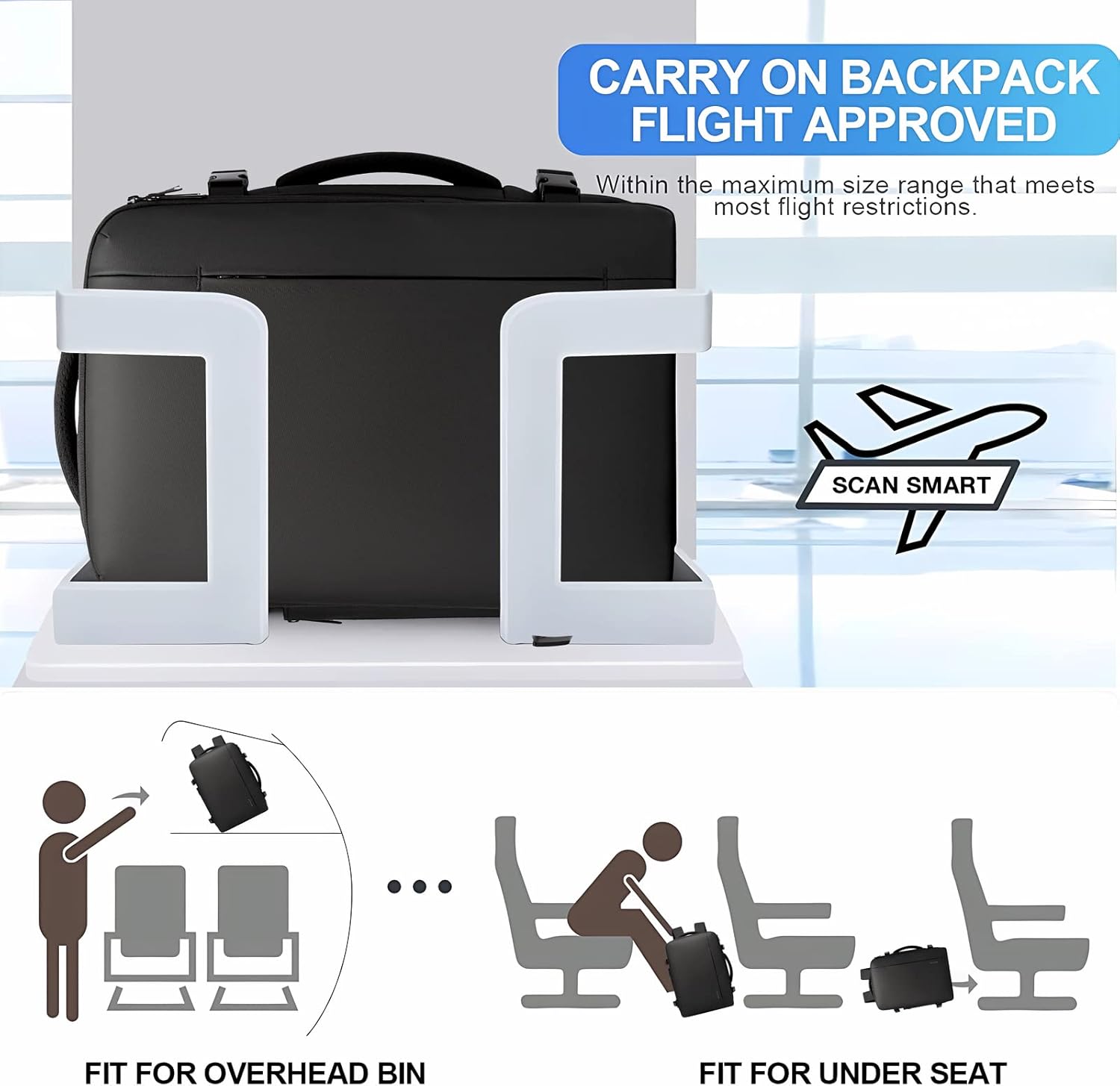 BANGE 35L Men's Expandable Laptop Backpack for 17.3Inch Laptop, Carry On Backpack Fits Under Seat Airline Approved, Personal Item Travel Bag for Men… - Image 5