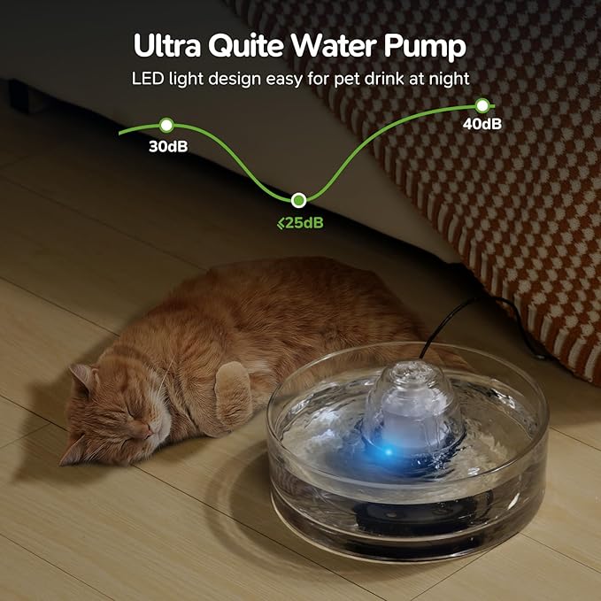 Fuente de Agua para Gatos de Vidrio 2.7L - Bebedero Automático miniatura 5