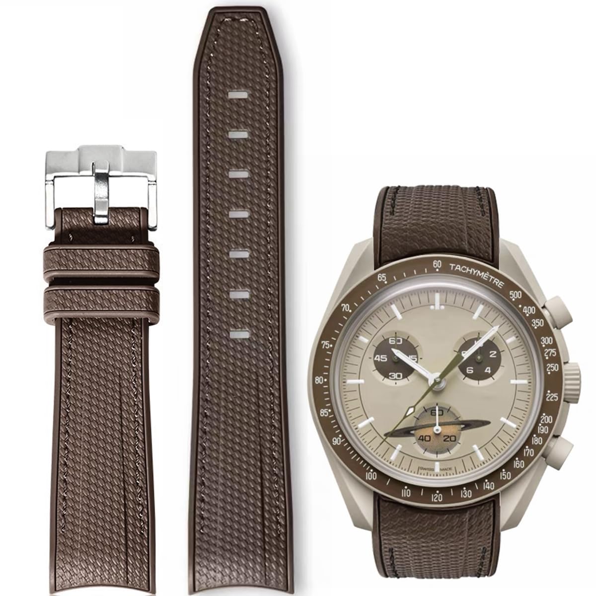 HEYOZURY Watch Bands for Omega X Swatch Moonswatch Watch 20mm Curved Rubber Strap Silicone Watch Band Men Women Replacement Bracelet Omega MoonSwatch