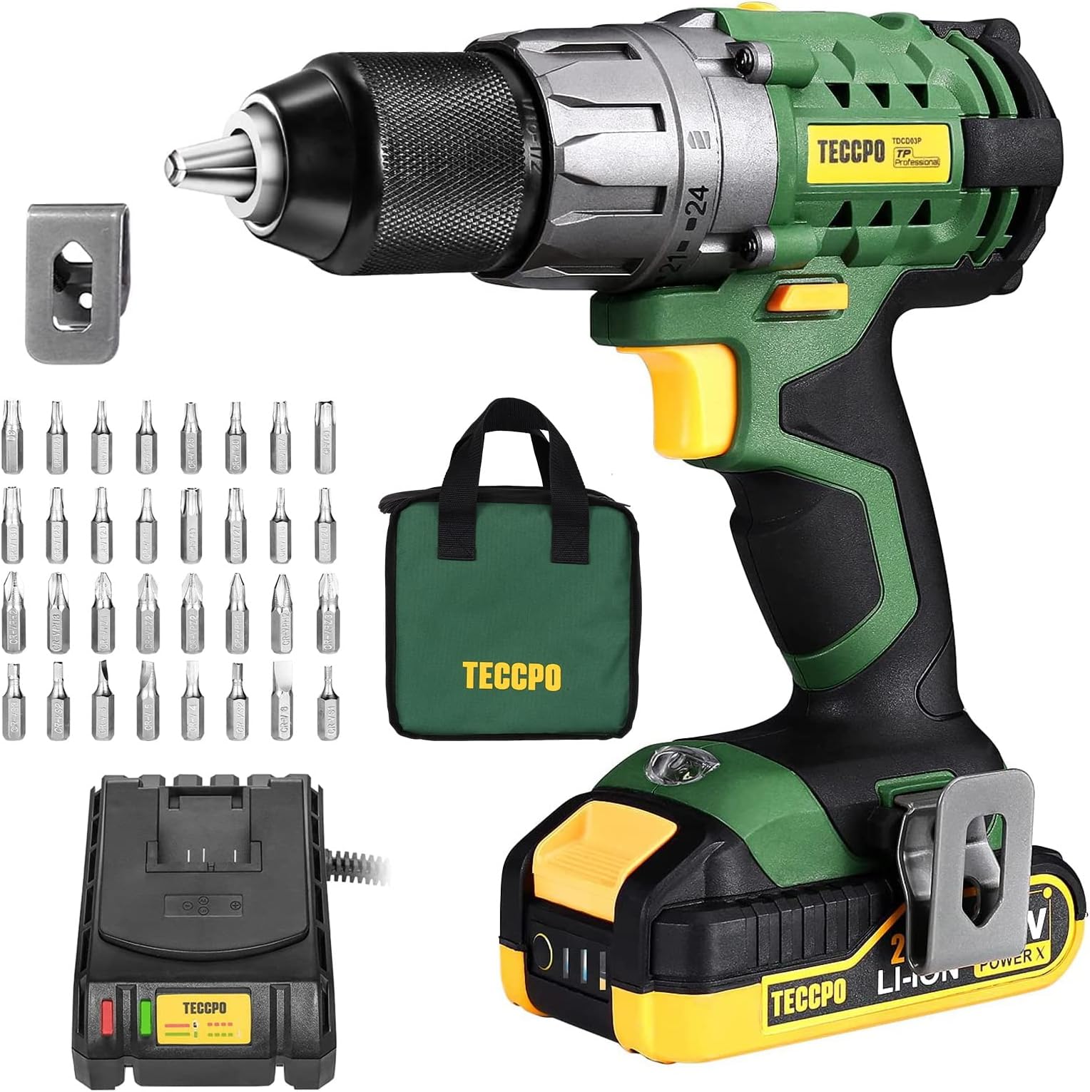 TECCPO 530 In-lbs Torque Power Cordless Drill
