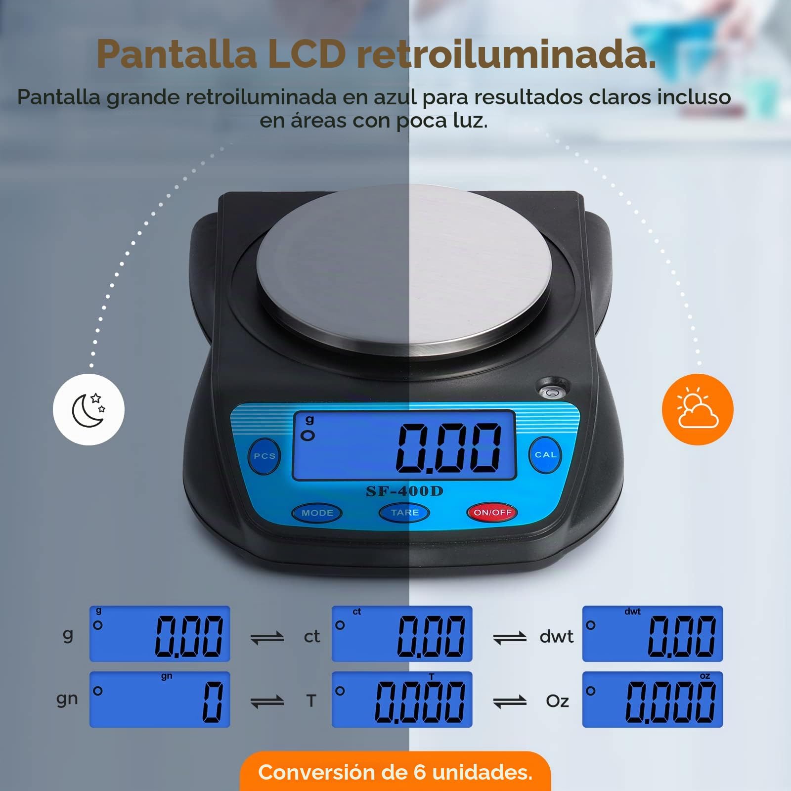 Bonvoisin Báscula Digital de Laboratorio 600g x 0.01g, Báscula Analítica de Precisión, Báscula para Joyería con Pantalla LCD, Precisión de 0.01g, para Uso Científico