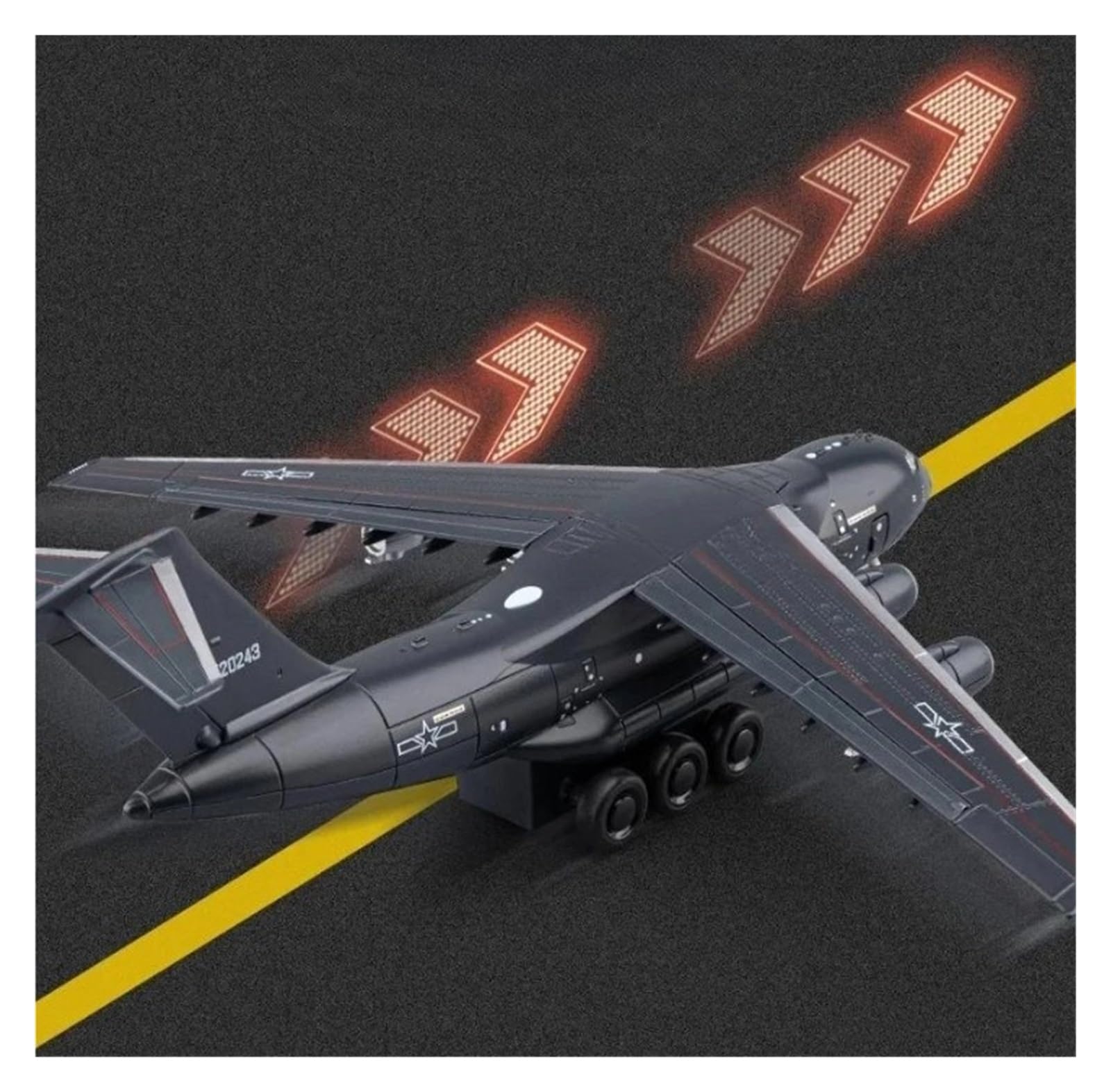 Modello in Piccola Scala Aerei 1:180 per Y-20 Modello di Aereo da Trasporto Pressofuso in Lega Luce Sonora Porte Aperte Tirare Indietro Ornamento Kit di Costruzione di Modelli