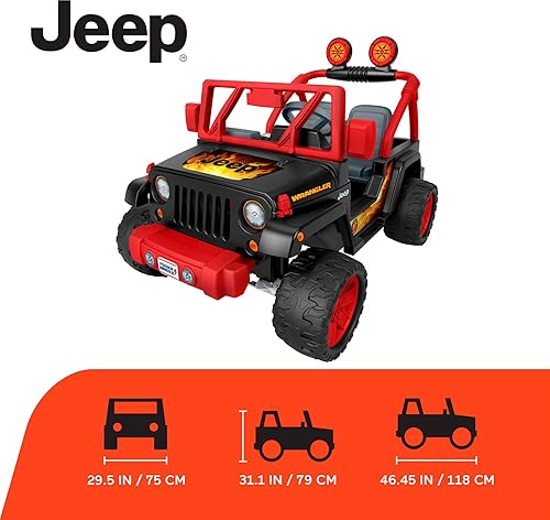 Miniatura 6 de Power Wheels - Juguete montable Jeep Wrangler Tough Talking con sonidos y micrófono, juguete preescolar, tracción multiterreno, 2 asientos, negro y