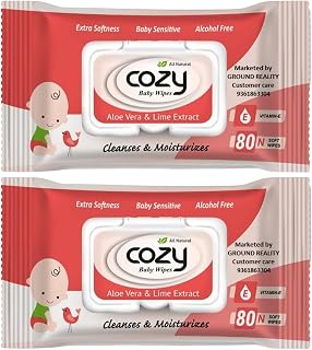 Cozy Baby Wet Wipes for New Born Baby Enriched with Vitamin E and Aloe Vera | 98% Pure Water. 1 Pack Wiping Tissue Baby Cl... Price In India