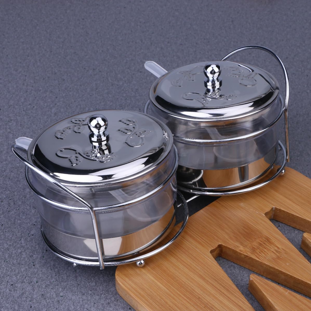 Stainless Steel Seasoning Box Set for Kitchen with Lid Garlic Salt