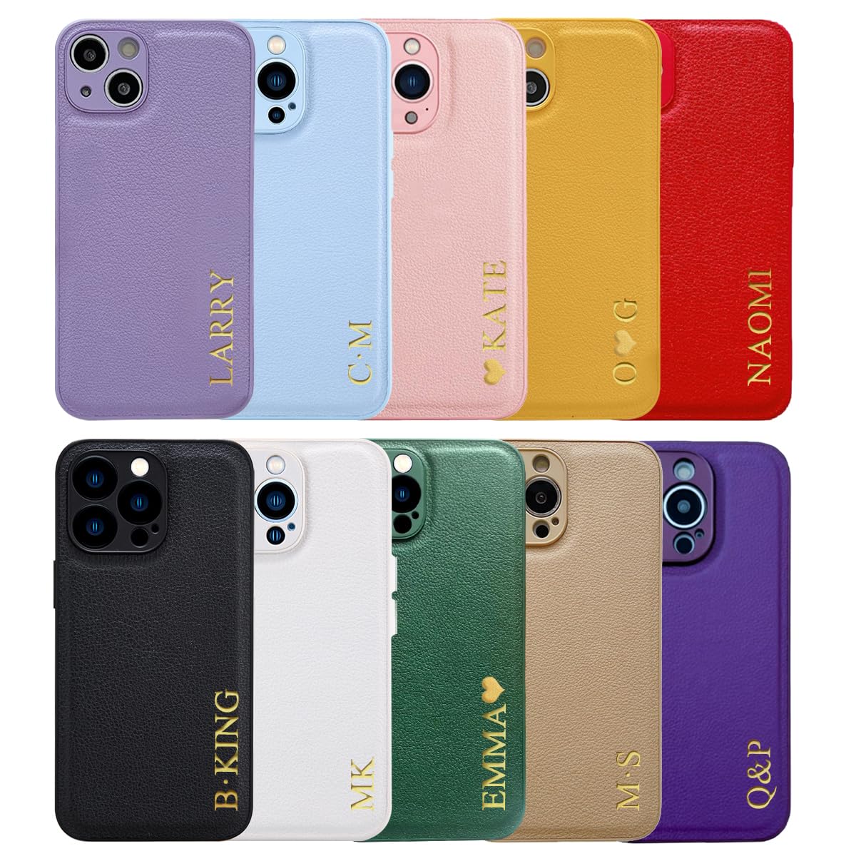 Personalized Initials Name Luxury Leather Case for iPhone 17 Pro Max Air 16 16e 14 15 Plus 13 12 11 Mini XS XR X 8 7 SE Custom Monogram Embossed Engraving Luxury Gift for Christmas Thanksgiving Day