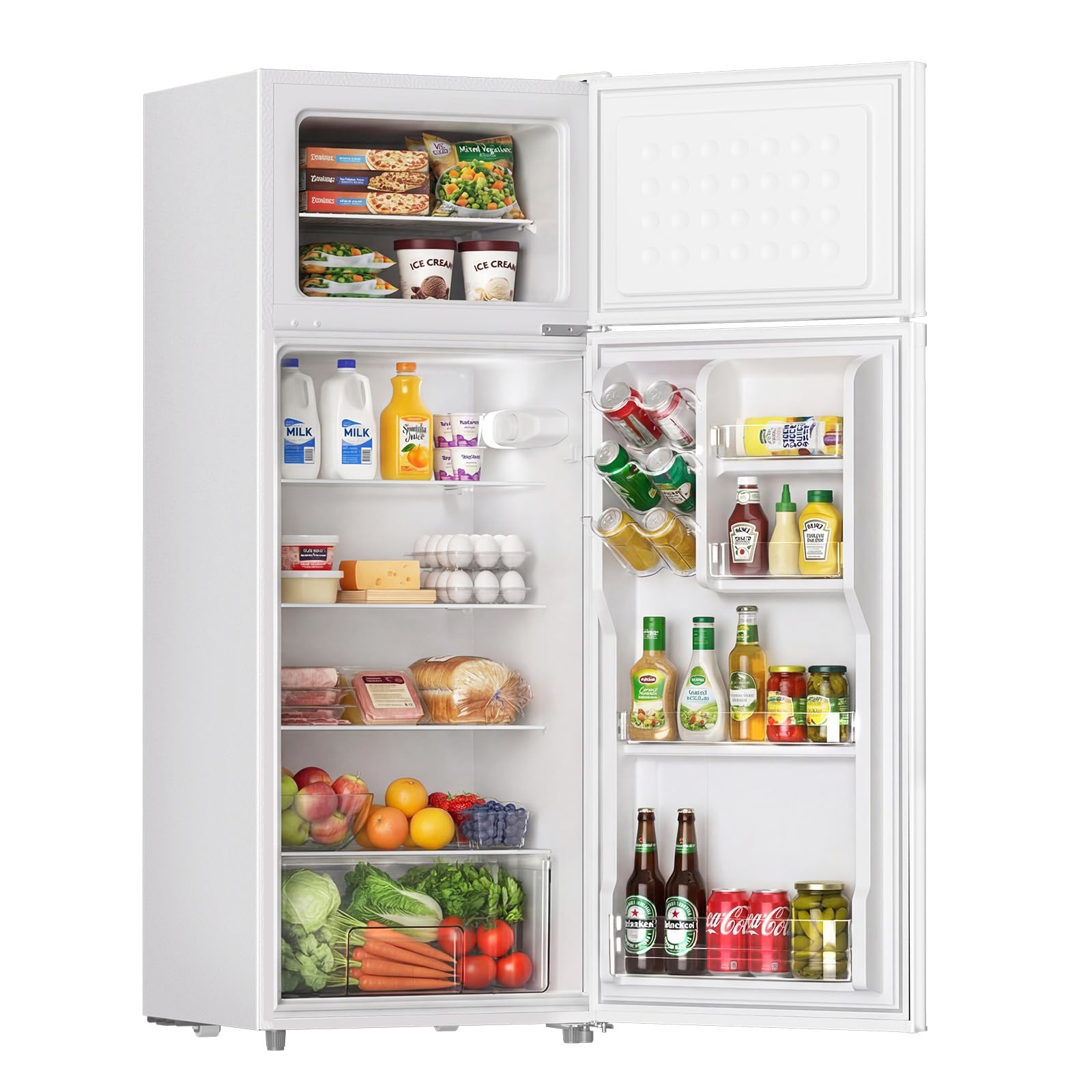 Upstreman 7.7 Cu Ft White Large Capacity Refrigerator With Freezer, Energy Efficient Compact Refrigerator, Adjustable Thermostat & Reversible Door For Apartment, Dorm, Office, Kitchen，White (Bd-75) on Fridge.com - View 2