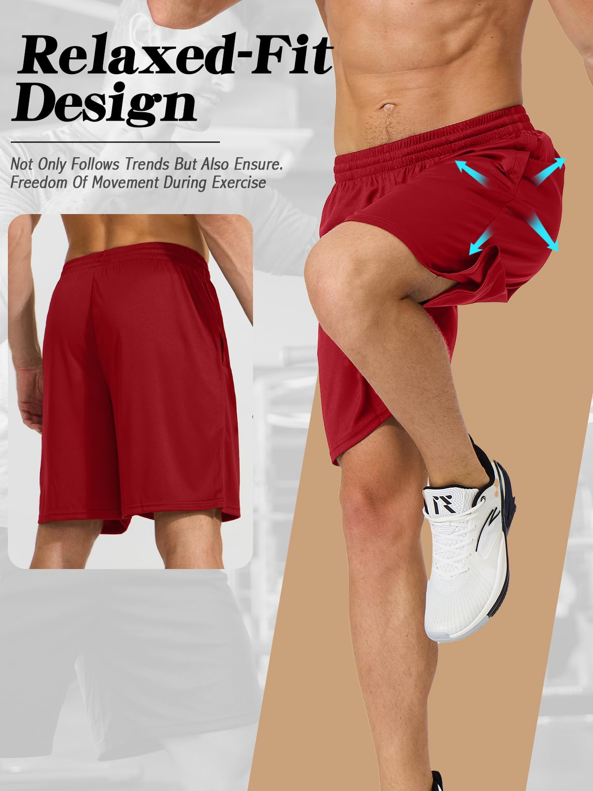 ZENGVEE Pack de 5 Pantalon Corto Hombre para con Bolsillo, Transpirables de Secado Rápido Correr Ropa Deportiva Hombre, Gym, Fitness,Tenis