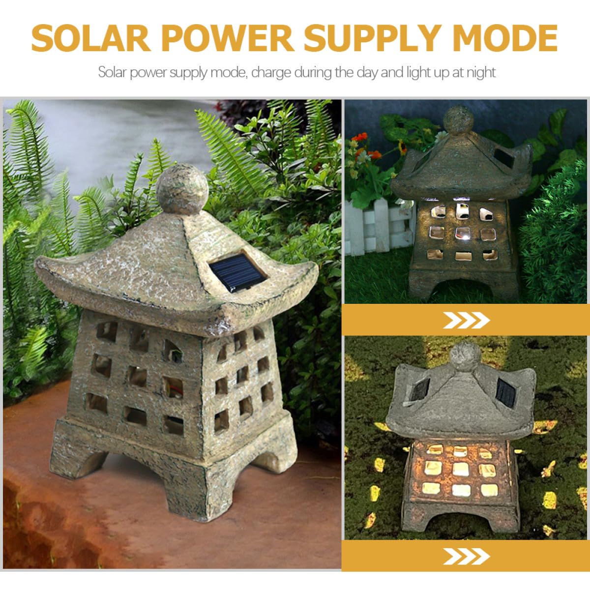 Luz Solar para Pasarela Lámpara Solar de Resina Imitación Piedra Beige Decoración de Jardín y Exterior Iluminación Decorativa Carga