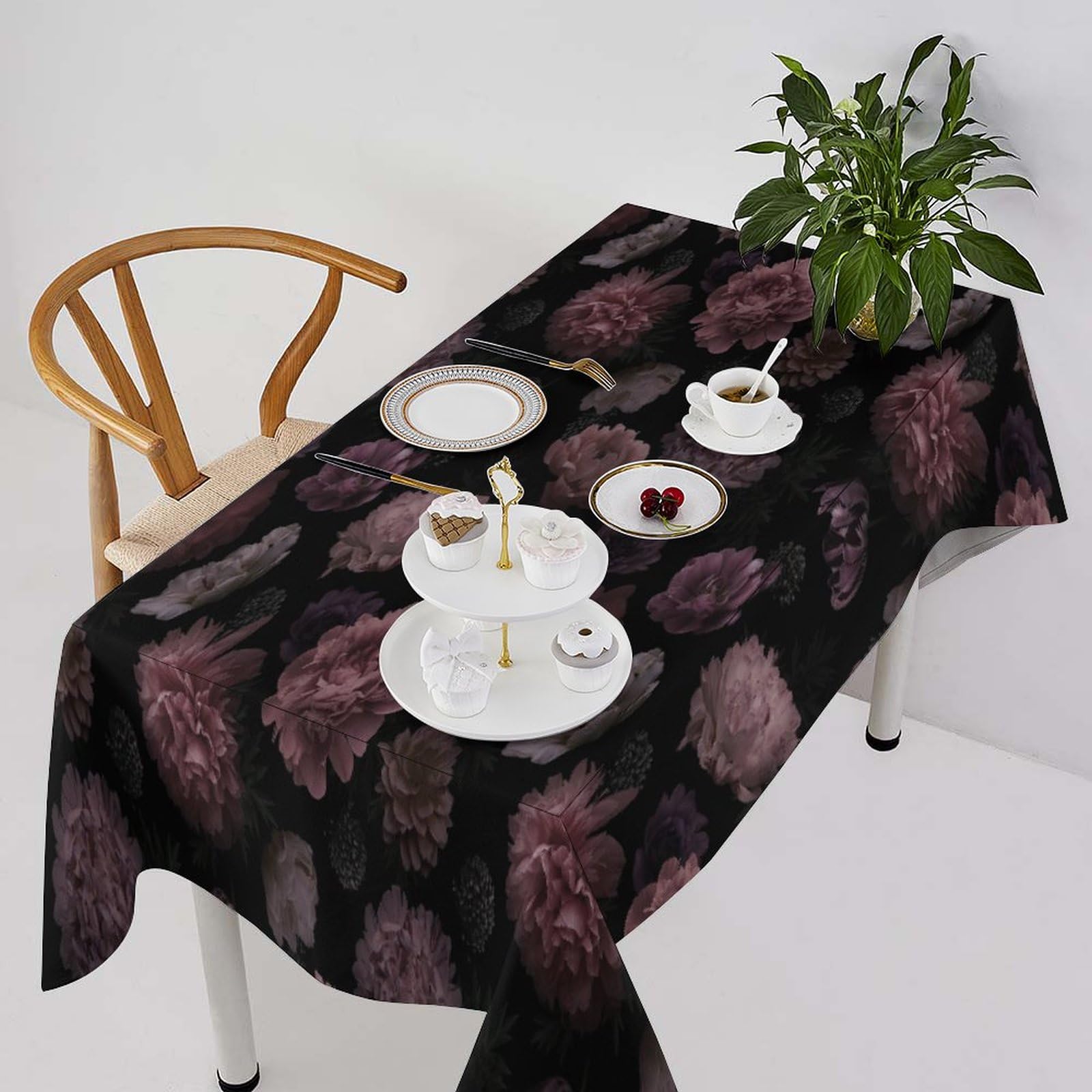 Amazon.com: Vintage Florals Tablecloth, Gothic Summer Garden  display picture 1