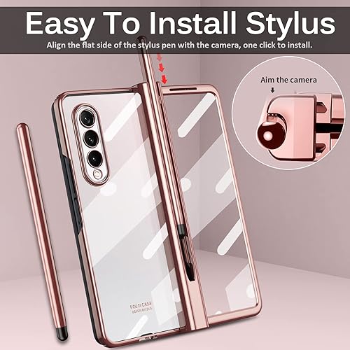Miniatura 3 de Miimall Funda para Samsung Galaxy Z Fold 3 con bolígrafo, Z Fold 3 con S Pen con soporte para bolígrafo + pantalla de vidrio templado + PC chapado