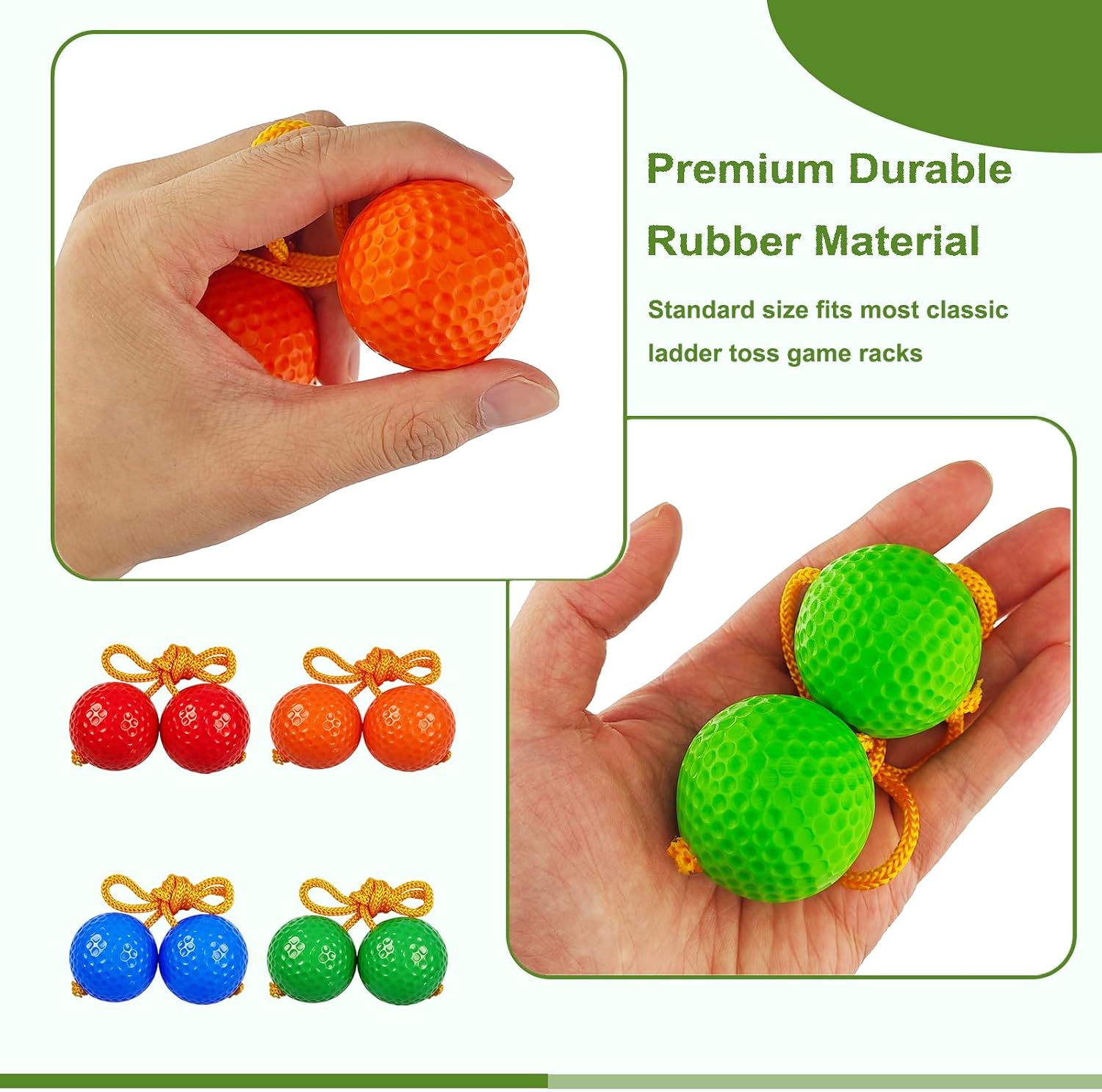12 Pack Ladder Toss Balls Ladder Ball Replacement Balls with Storage Bag for Toss Match (Red Blue Orange Green)