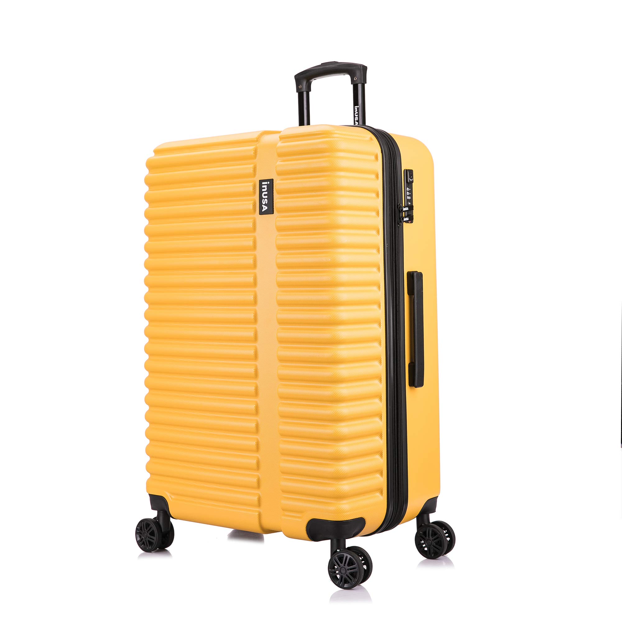 InUSA ALLY Travel Suitcase with Spinner Wheels | Lightweight Ergonomic Luggage Handles and TSA Lock, Spacious Traveling Suitcases | 28 Inch Hardside Large Luggage | Mustard