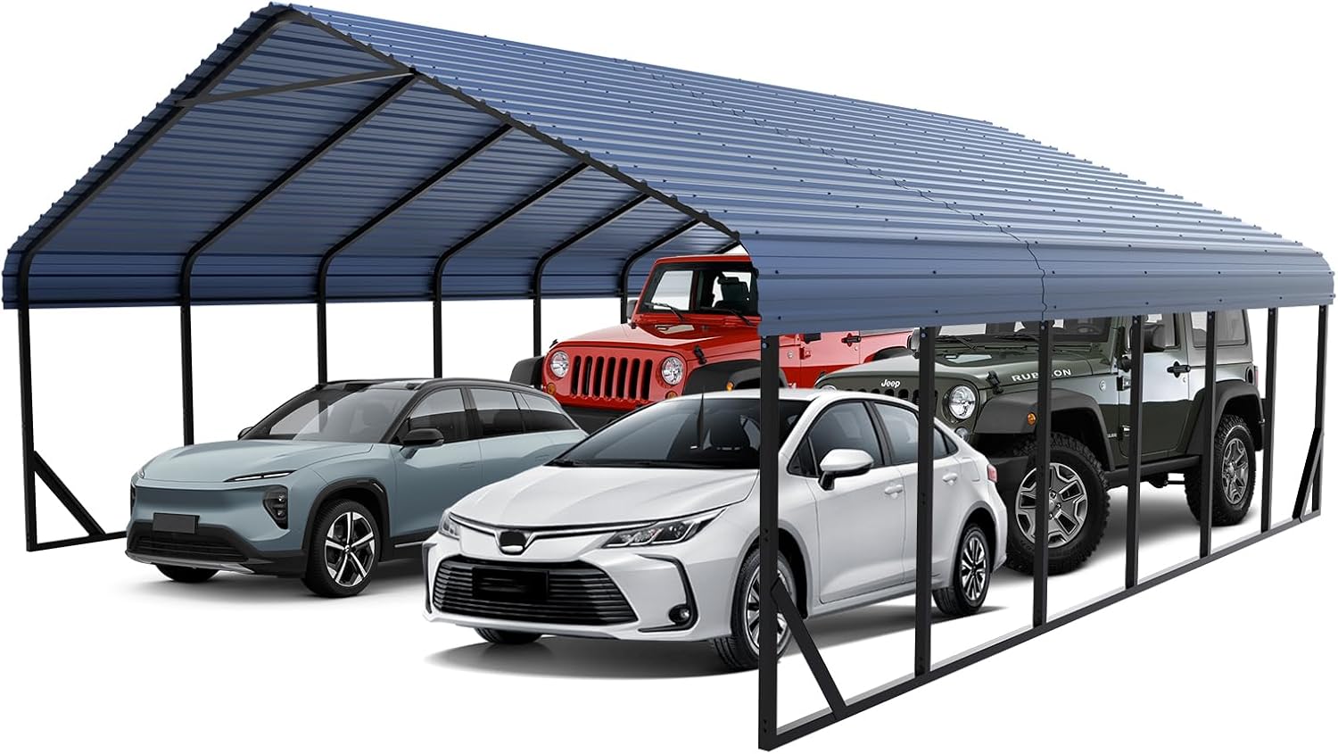 10x20 FT Heavy Duty Metal Carport - Galvanized Steel Car Shelter Garage Kits for 1 Car, RVs, Boats & Outdoor Storage