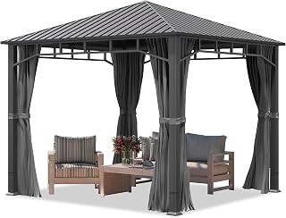 TOOLPORT Gartenpavillon 3x3 m Stahldach Hardtop 4 Seitenteile in Grau, Pfosten 9x9 cm
