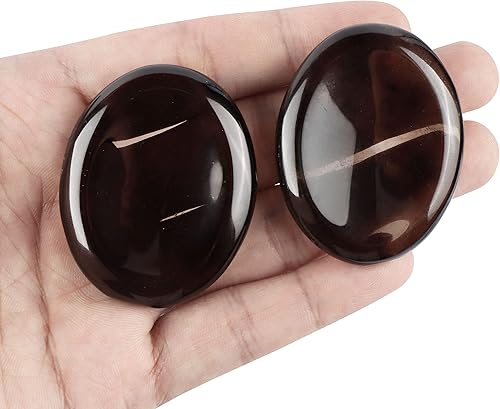 Artistone Juego de 2 piedras de cristal de cuarzo ahumado, piedras pulidas para la preocupación del pulgar de los chakras, cristales curativos para