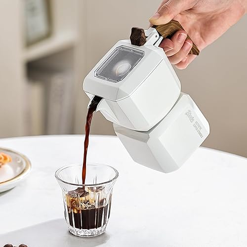 Miniatura 4 de Bincoo Moka - Cafetera de café expreso para estufa, cafetera italiana, cafetera clásica para café italiano y cubano, 2 tazas de espresso