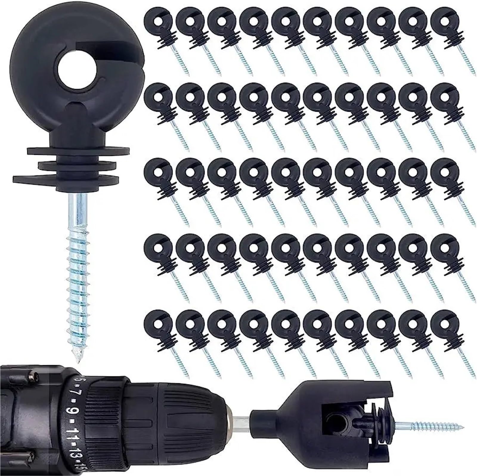 Anillo Aislador Aisladores Los aisladores de la cerca eléctrica atornillan en animales pequeños del guardián aislador anillo estable alambre poste(30pcs)