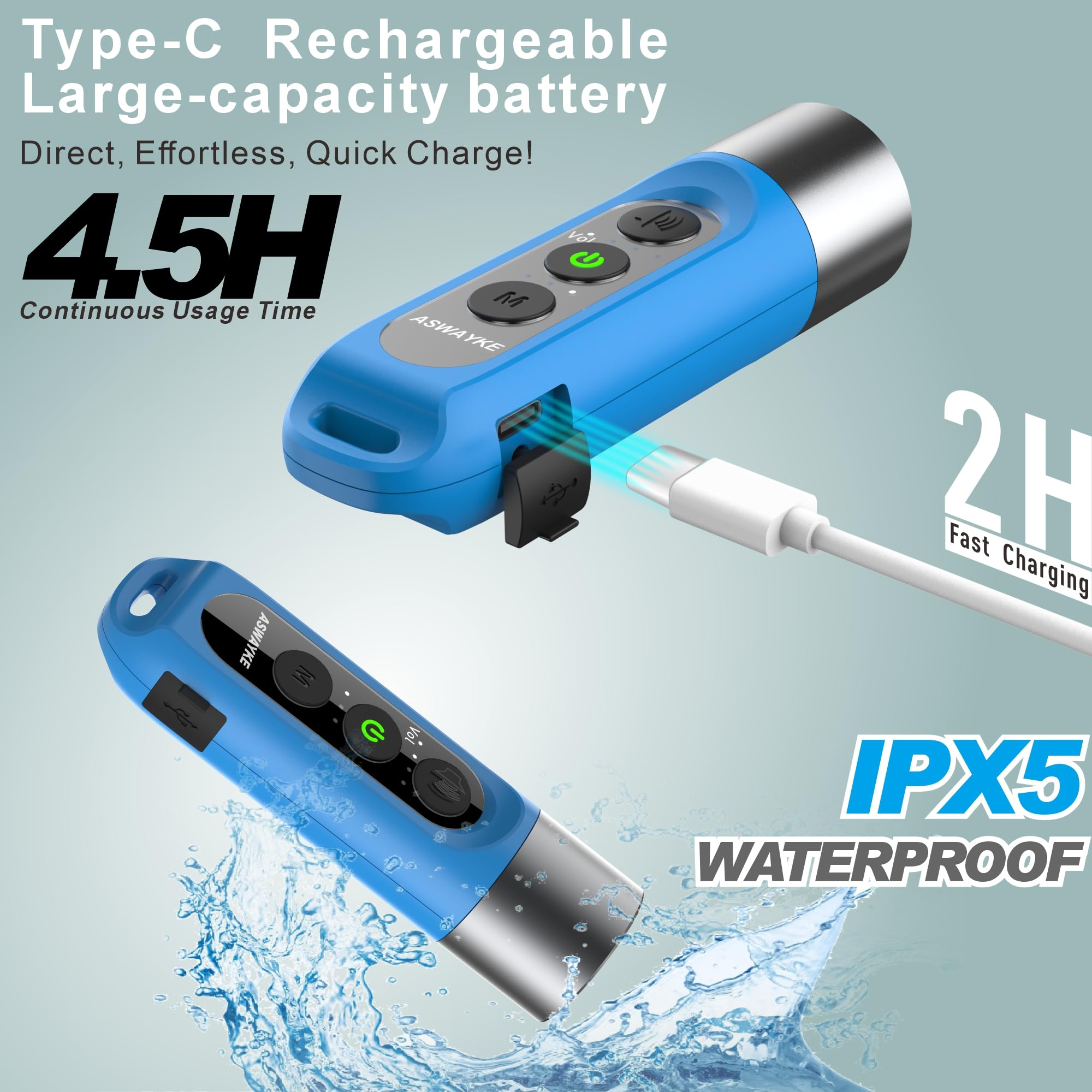 Silbato electrónico IPX5 máximo de Sonido 125db, batería de 1000 mAh para Entrenadores, Profesores, Silbato Deportivo