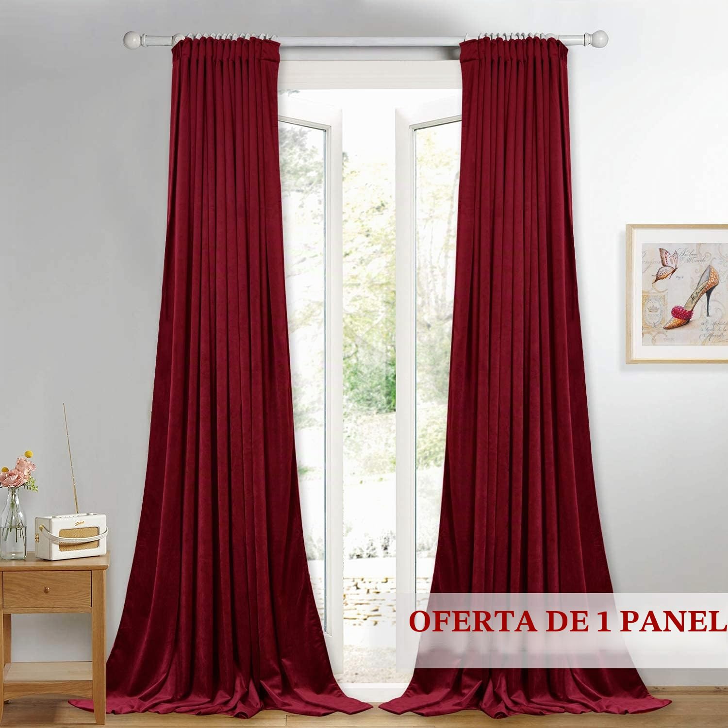 StangH Cortinas Rojas para oscurecer la habitación, Cortinas de Terciopelo Extra Anchas de 120 Pulgadas de Largo para decoración de Ventanas de exhibición, Cortinas de telón de Fondo de Vacaciones