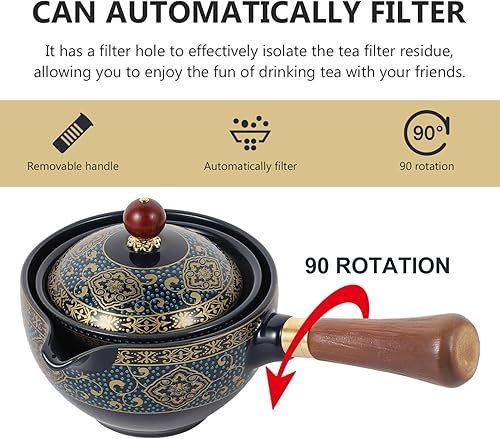 Miniatura 5 de Tetera de cerámica china clásica porcelana china gongfu juego de té de cerámica de rotación 360 con colador de té para té de hojas sueltas