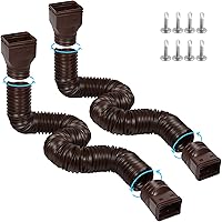 plusgutter 11.5ft Flexible Gutter Downspout Extender (2 Pack, Brown) - 4" Drain Extension for Rainwater, Patented & Sturdy PE