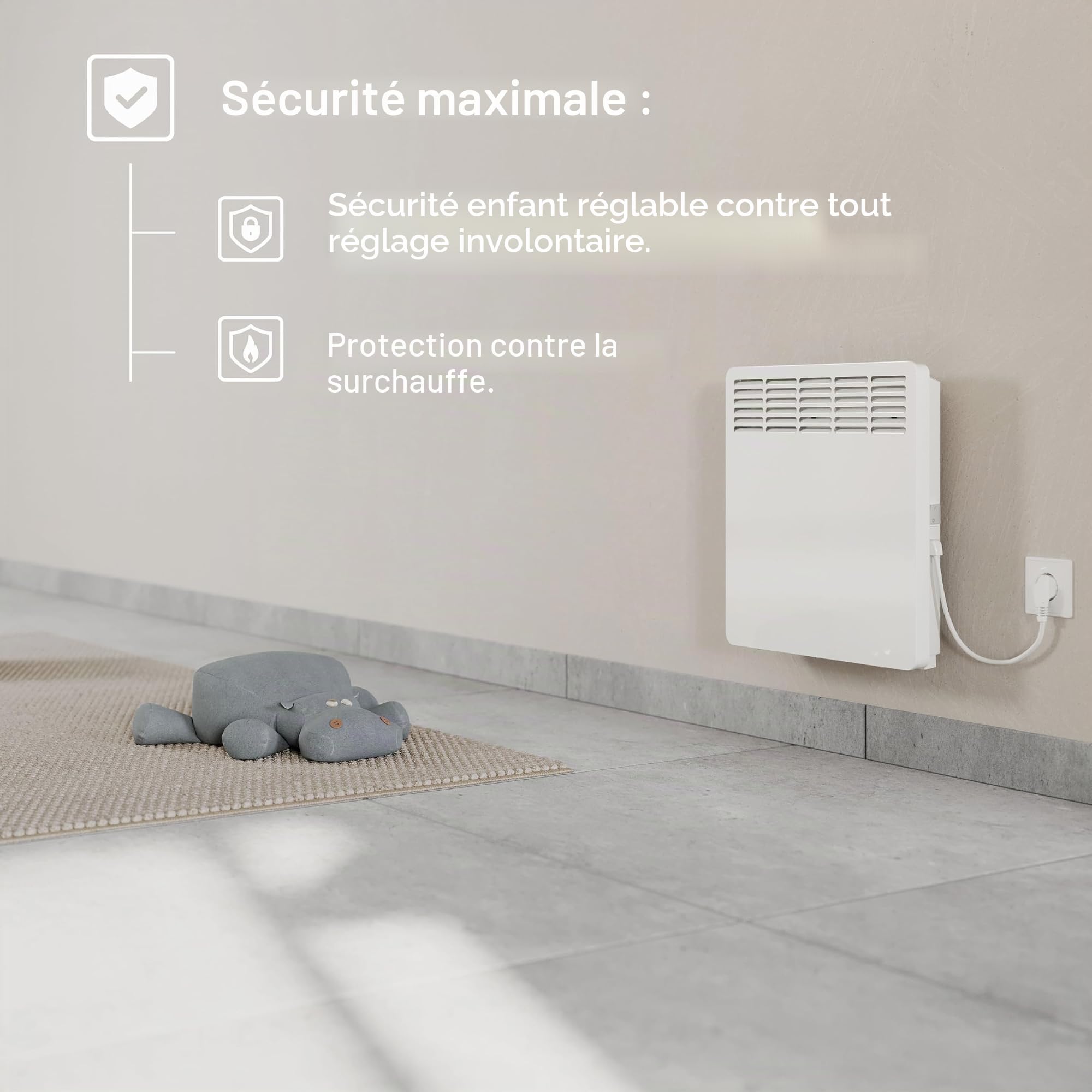 STIEBEL ELTRON Convecteur mural, CNS 150 Trend, 1,5 kW pour env. 20 m², certifié TÜV, écran LCD, minuterie hebdomadaire, chauffage électrique, économe en énergie 236527