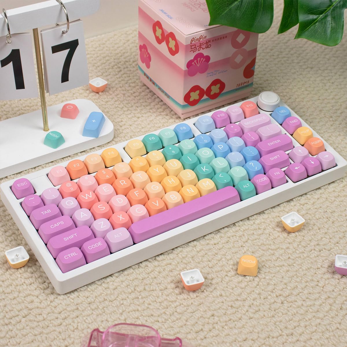 Copritasti in PBT, copritasti Rainbow Candy, 126 tasti, set di keycap con profilo MOA, copritasti colorati personalizzati a sublimazione per tastiere meccaniche Cherry Gateron MX Swithes