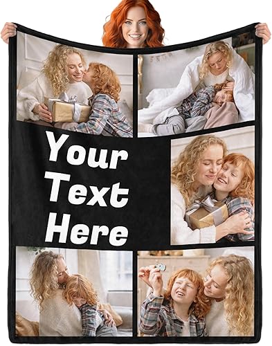 Manta personalizada con 5 fotos, múltiples diseños, regalos personalizados para familiares, novio, novia, niños, manta de Navidad con múltiples