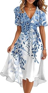 Spring Summer Chiffon Midi Dresses for Women 2025 Elegant Classy Wedding Guest Floral Formal Cocktail Prom Dress
