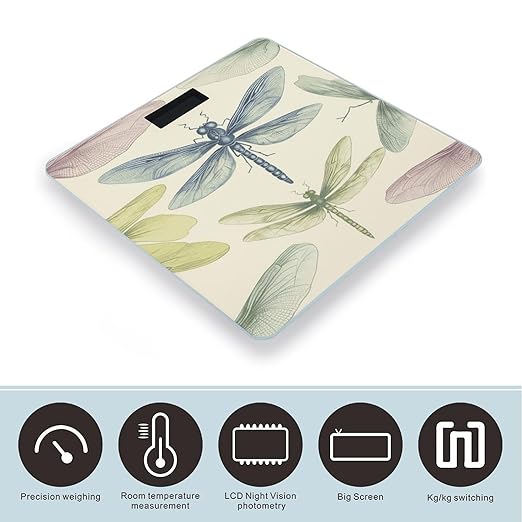 Báscula digital Dragonfly Drawing para peso corporal con pantalla LED miniatura 3