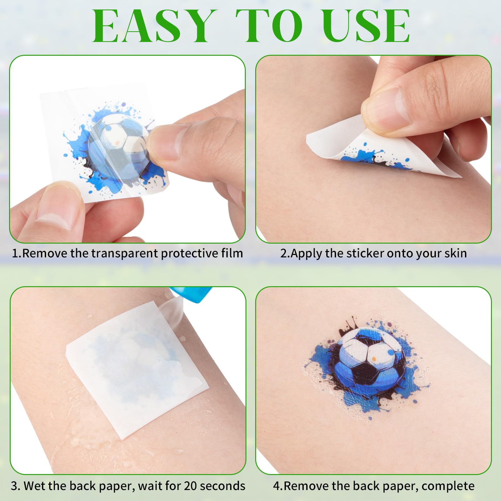 360Pcs Soccer Tattoos for Kids, Pre-Cut Waterproof Temporary Tattoos, Perfect Soccer Party Favors - Image 3