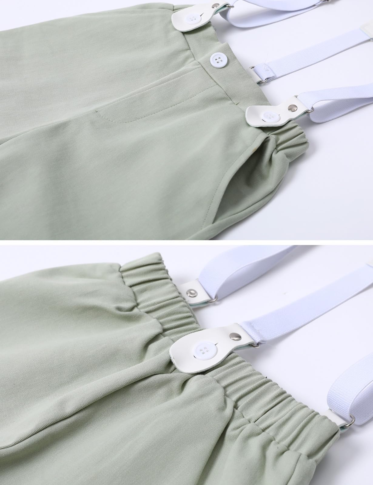 mintgreen Bébé Garçon Costumes 2PCS Pâques Formel Chemise Pantalon Nœud Papillon Bretelles Set 3-18 Mois