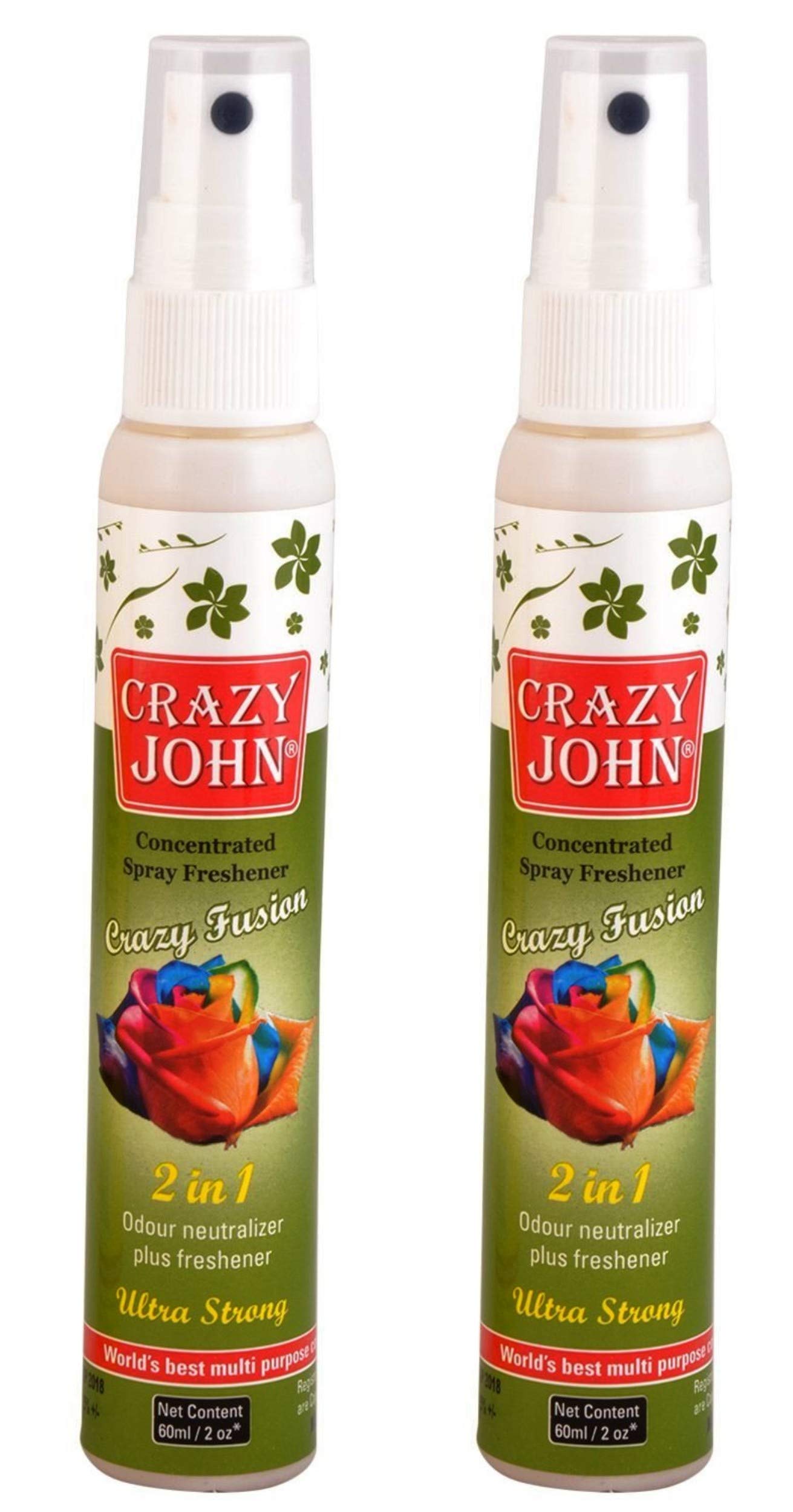CRAZY JOHNCRAZY JOHN Air Freshner Spray Combo Pack- 60Ml & 60Ml 2 Pc Combo (Crazy Fusion)