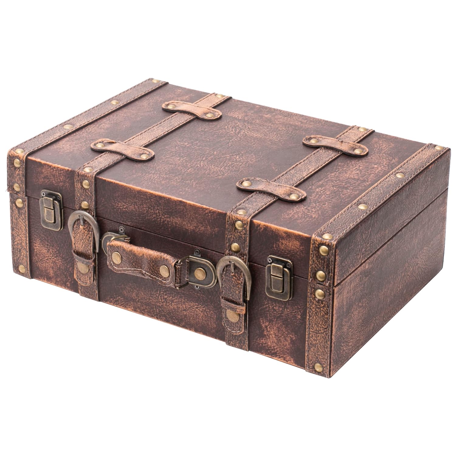 HMF VKO103 Vintage Holzkoffer – Groß, 38 × 26 × 13 cm