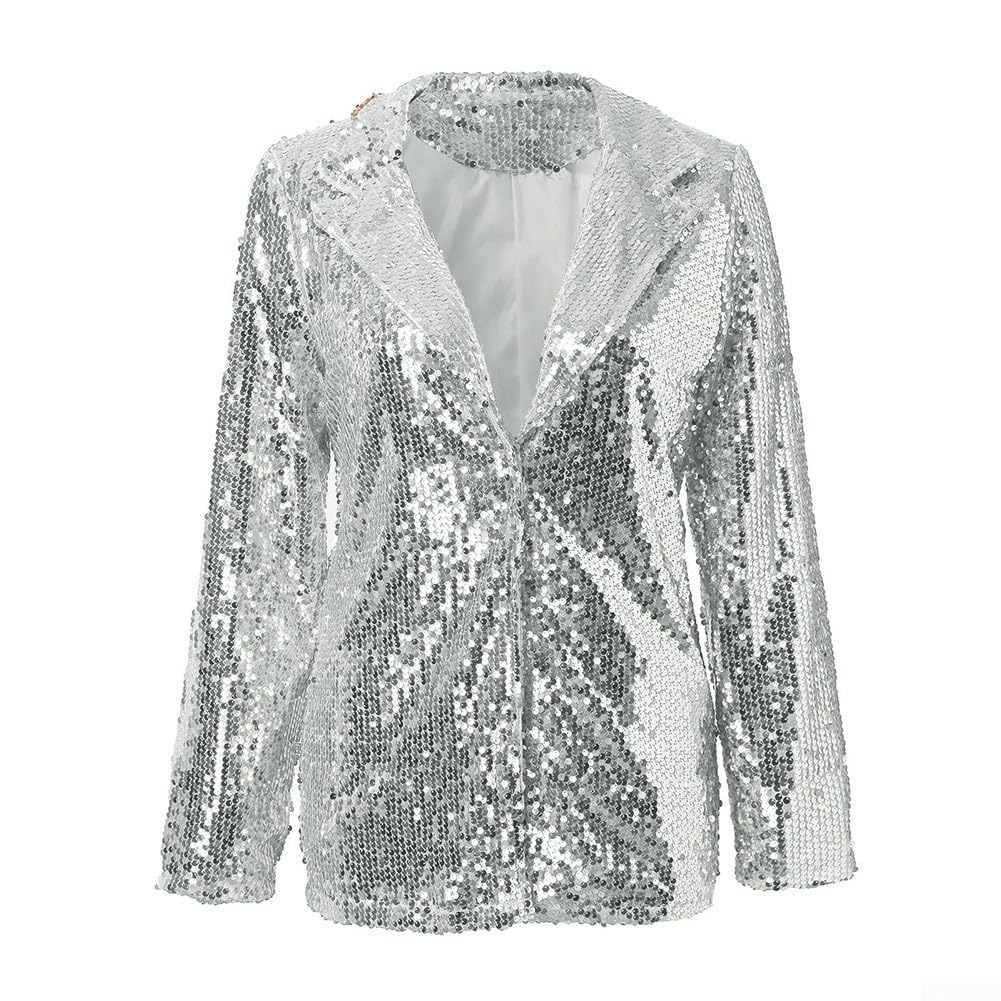 Giacca da donna con paillettes da discoteca, giacca con glitter luccicanti per autunno