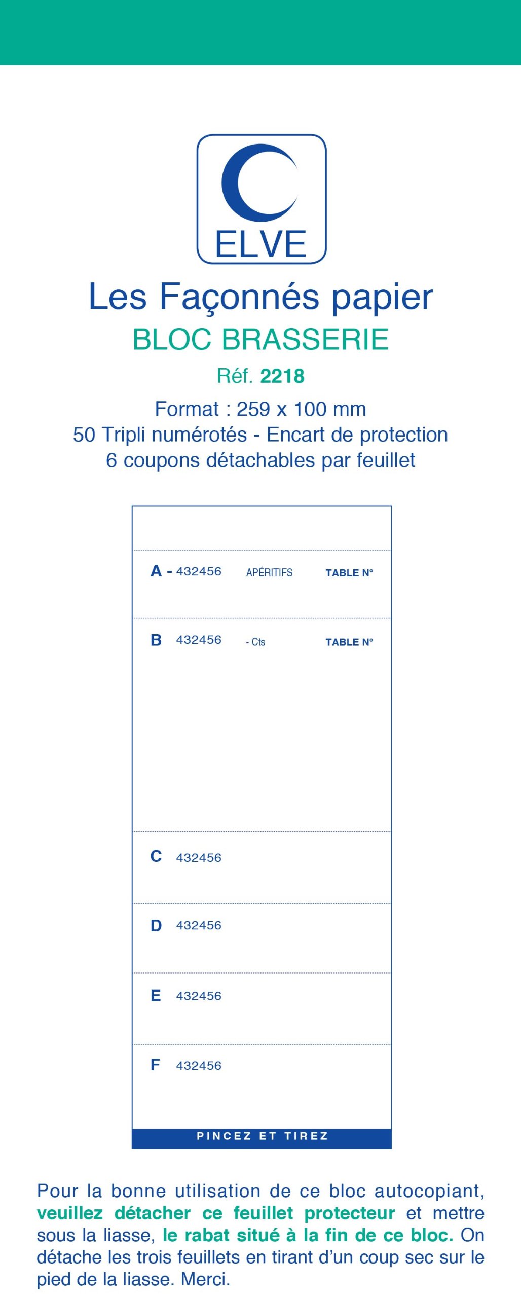 BLOC BRASSERIE 100X259 50/3+0 (par 10)