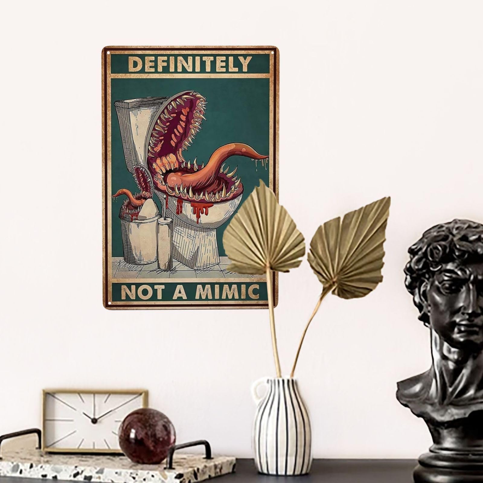 LINQWkk "Definitely Not A Mimic" Metal Sign - 8"x12" Tin Poster, Halloween/D&D Decor - View #7