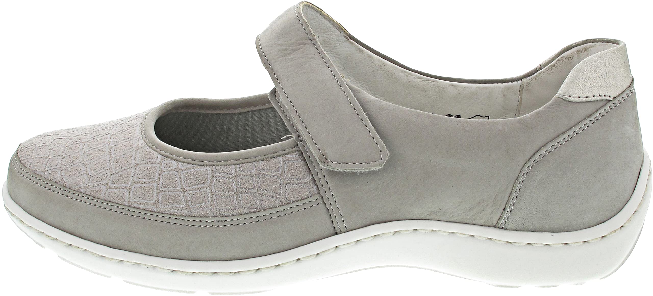 Waldläufer 496H33 318 070 | Stein Silber | H Width | Women's Wide Nubuck Leather Riptape Shoes