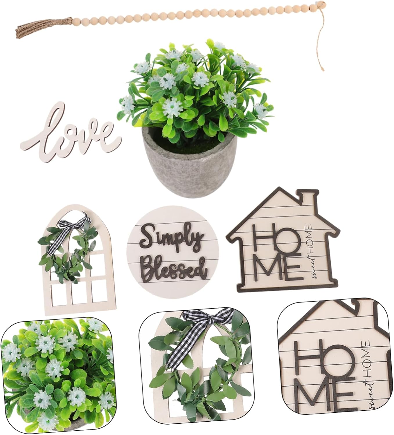 Farmhouse Tiered Tray Decor Wood Signs Spring Tiered Tray Decor Island Centerpiece for Kitchen Table Adornment