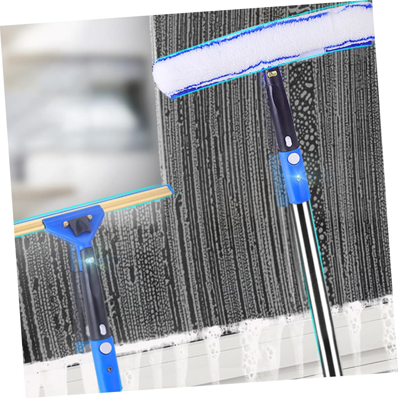 Gatuida Raclette Extensible en Matériau Composite Bleu pour Nettoyage Facile des Vitres et Pare-Brise de Voiture, Kit Léger pour Salle de Bain et Toilettes Plusieurs Styles